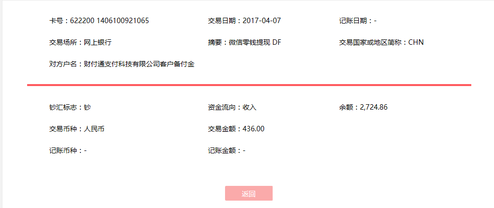 4月7日潮州客戶轉(zhuǎn)賬436元至微信賬戶